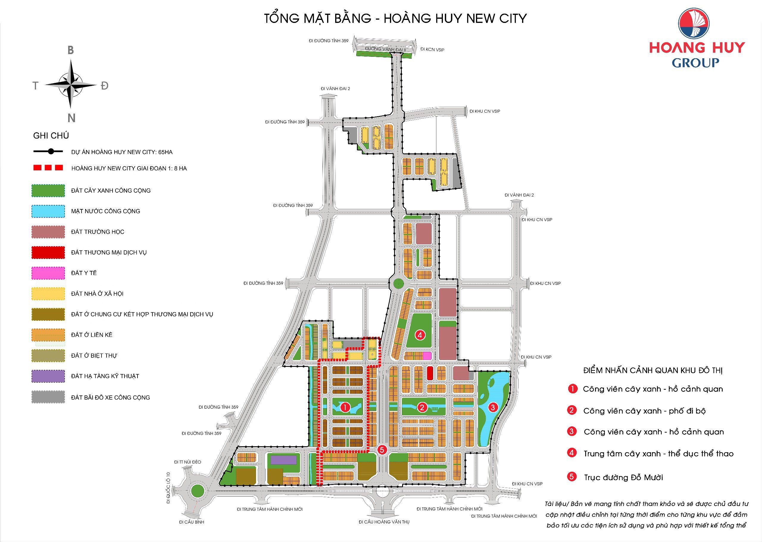 Tổng mặt bằng dự án Hoàng Huy New City 65 Ha